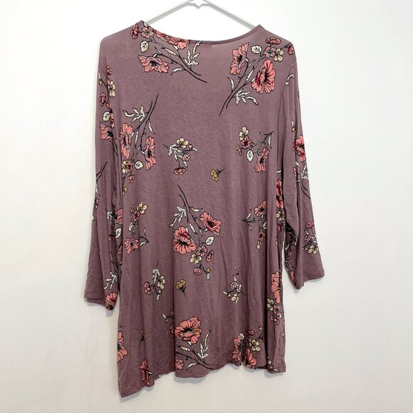 MAURICES 2 Plus Size Crochet and Lace Up Floral Top Mauve Purple 3/4 Sleeve Boho - Picture 13 of 15
